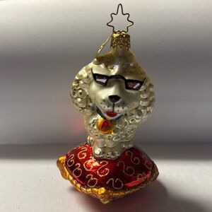 2002 (Poodilla) Poodle On Pillow Christopher Radko Christmas Ornament